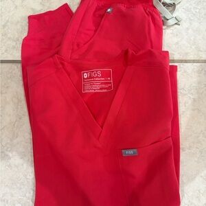 Figs Pale Red Catarina Scrub Top XS + Reg. length XS Zamora Joggers
